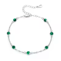 wholesale 925 Sterling Silver Malachite 7 Chakra Ankle Anklets Wholesale for Women-chain