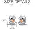 wholesale 925 Sterling Silver Heart-Shaped Seal Stud Earrings - Adorable Ocean Animals Gift for Her-0-3