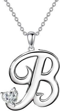 wholesale 925 Sterling Silver Heart Moissanite Letter B Necklace Anniversary Birthday Christmas s for Mom Her Wife-Initial B