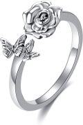 wholesale 925 Sterling Silver Rose Sunflower Highland Cow Adjustable Open Ring for Women-0-0