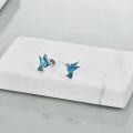 wholesale 925 Sterling Silver Hummingbird Stud Earrings with Enamel Finish for Women-0-1