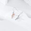 wholesale 925 Sterling Silver Treble Clef Flower Drop Earrings with CZ Stones-0-2