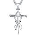 wholesale 925 Sterling Silver Fish Tail Cross Pendant Necklace  Christian Jewelry for Men-0-0
