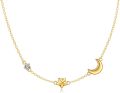 wholesale 14K Gold Crescent & Star Charm Necklace - Dainty  for Her (18)-0-0