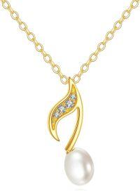 wholesale 14K Gold White Pearl Wishbone Pendant Necklace for Women Mom Girlfriend Birthday Gift-03-Musical Note Necklace