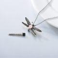 wholesale Sterling Silver Stone Dragonfly Urn Necklace for Ashes w Filling Tool-0-13