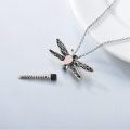 wholesale 925 Sterling Silver Dragonfly Urn Pendant Necklace Turquoise Stone Oxidized Memorial Jewelry-0-13