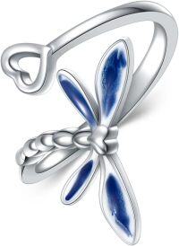 wholesale Sterling Silver Toe Rings for Women Butterfly Dragonfly Pet Paw Prints Adjustable Beach Open Toe Rings-Dragonfly