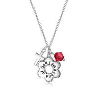 wholesale 925 Sterling Silver Daisy Child of God Necklace for Girls Baptism Communion Birthday-Simulated Ruby