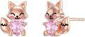 wholesale 925 Sterling Silver Pink Crystal Love Heart Fox Stud Earrings for Girls and Women-0-8