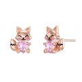 wholesale 925 Sterling Silver Cute Fox Holding Heart Earrings Wholesale Pink-0-8