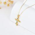 wholesale 14K Gold Green Crystal Flower Vine Cross Pendant Necklace for Women Gifts for Mom Wife Lover-0-2
