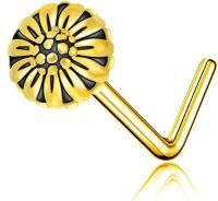 wholesale Sterling Silver Sports Nose Piercing Jewelry 18g Ball Corkscrew Nose Ring for Men Women-Sunflower