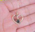 wholesale 14K Gold Real 14K Gold Dog Cat Paw Print Heart Pendant Necklace - Black Enamel & Cubic Zirconia Accents-0-4