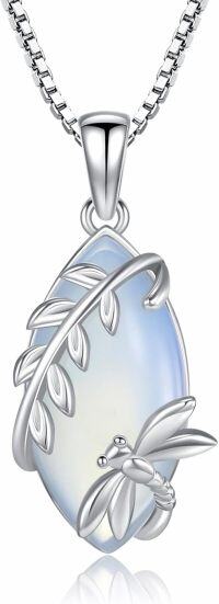 wholesale 925 Sterling Silver Birthstone Dragonfly Pendant Necklace for Women-Apr