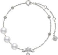 wholesale 14K Gold Cultured Pearl Bracelet for Women 6 8 -White Gold