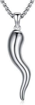 wholesale  & 925 Sterling Silver Italian Horn Pendant Luck Charm Necklaces for Men Women - 24 Chain Length-0-0