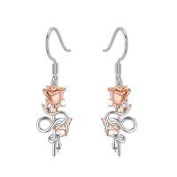 wholesale 925 Sterling Silver Snake & Flower Drop Earrings for Women Girls-rose
