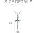 wholesale 925 Sterling Silver Green Crystal Sword Cross Pendant Necklace-0-4