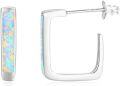 wholesale 925 Sterling Silver 925 White Blue Orange Opal Square Hoop Earrings for Women-0-0