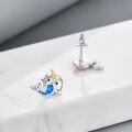 wholesale 925 Sterling Silver Blue Opal Whale Stud Earrings for Women's Birthday Gift-0-2