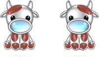 wholesale 925 Sterling Silver Cow Moonstone Stud Earrings for Women Girls Gift Idea-Cow earrings