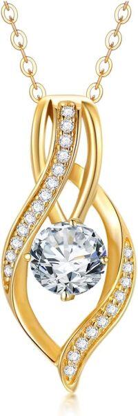 wholesale 14K Gold Jewelry with Round Cut Moissanite and Pearls Chain Necklaces for Women - Elegant Design (Length: 16-18 inches)-14K Gold Moissanite