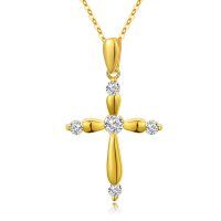 wholesale 18K Gold Cubic Zirconia Cross Pendant Necklace for Women Girls-Shiny Cross with diamonds
