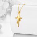 wholesale 14K Gold Sunflower Cross Pendant Necklace for Women Gifts - Mothers Day Jewelry-0-2