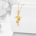 wholesale 14K Gold Sunflower Cross Pendant Necklace for Women Gifts - Mothers Day Jewelry-0-2