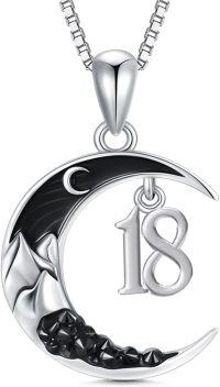 wholesale Sterling Silver Black Moon A Z Initial Necklace 26 Letter Pendant-Number 18th