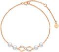 wholesale 10K Gold Infinity & Pearls Ankle Anklet with Moissanites and White Freshwater Cultured Pearls - Adjustable Length (7-8 inches)-0-11