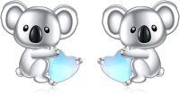 wholesale 925 Sterling Silver Koala Heart Stud Earrings - Cute Fashion Jewelry for Women Gift Ideas-Koala