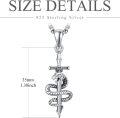 wholesale 925 Sterling Silver Snake Sword Cross Pendant Necklace  for Men & Women Gothic Religious Jewelry Baptism Gift-0-4