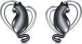 wholesale 925 Sterling Silver Black Cat Heart Stud Earrings for Women's Gift Ideas-0-0