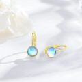 wholesale  925 Sterling Silver Yellow Gold Moonstone Earrings for Women, Hypoallergenic, Nickel-Free, 6x8mm, Gift Box, Romantic Blue Stone Jewelry-0-1