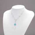 wholesale 925 Sterling Silver Turquoise Butterfly & Heart Pendant Necklace w/Pearl for Women-0-3