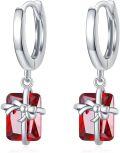 wholesale 925 Sterling Silver Red Crystal Bowknot Drop Dangle Hook Studs Earings  for Girls and Women-0-0