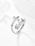 wholesale 925 Sterling Silver Faith Overcome Fear Cross Ring for Women, Adjustable Religious Jewelry Gift-0-1
