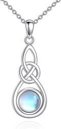 wholesale 925 Sterling Silver Moonstone and Peridot Celtic Knot Pendant Necklace-0-0