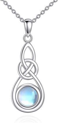 wholesale 925 Sterling Silver Moonstone and Peridot Celtic Knot Pendant Necklace-A-Celtic Knot Moonstone