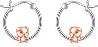 wholesale 925 Sterling Silver Rose Gold Plated Pig Hoop Earrings for Women Girls  48mm Diameter-Pig