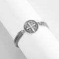 wholesale 925 Sterling Silver  St Benedict Cross Charm Bracelet with 9+3 Link Chain-0-1