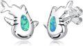 wholesale 925 Sterling Silver Blue Opal Fish Stud Hoop Earrings for Women and Girls-0-0