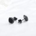 wholesale S925 Sterling Silver Round Black Onyx CZ Stud Earrings for Women and Men-0-5