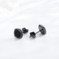 wholesale S925 Sterling Silver Round Black Onyx CZ Stud Earrings for Women and Men-0-5