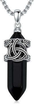 wholesale 925 Sterling Silver Black Onyx Celtic Knot Pendant Necklaces for Men & Women-0-0