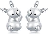 wholesale 925 Sterling Silver Rabbit Stud Earrings for Women Girls Gift Idea Minimalist Hypoallergenic Jewelry 4g-Rabbit