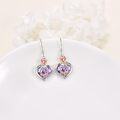 wholesale  Sterling Silver Crystal Mom Earrings Rose Flower Love Heart Dangle Drop Hook -0-45