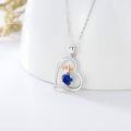 wholesale Sterling Silver Gemstone Love Heart Birthstone Necklace with Heartbeat Pendant for Women Gift for Mother Wife Girlfriend-0-2